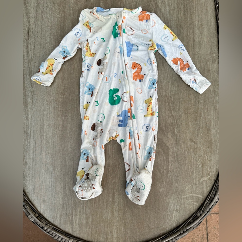 Angel Dear White Animal Print Footie